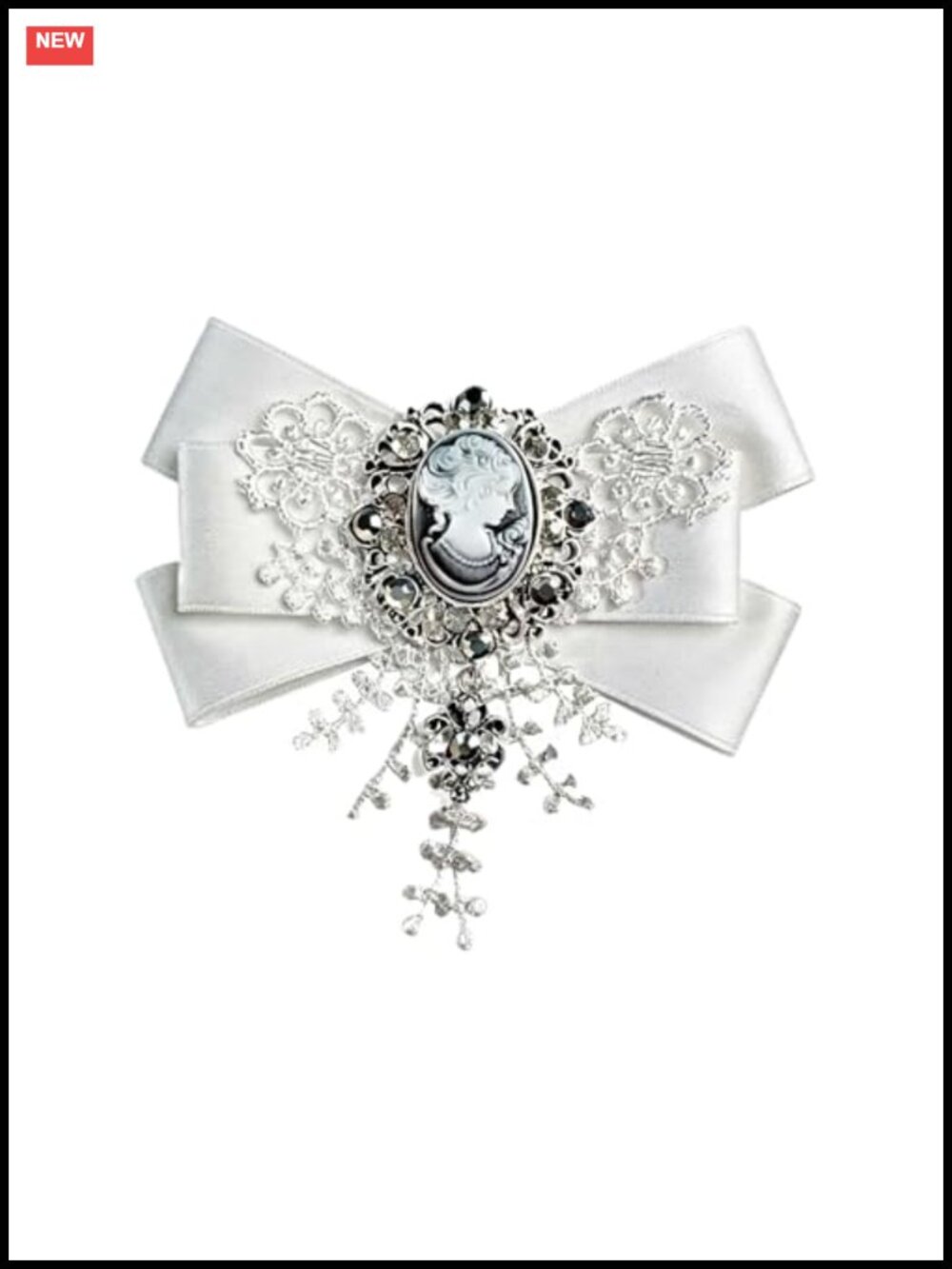 Gothic Bow Brooch Women Multilayer Layered Crystal Pendant Wedding Party